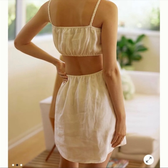 Faithfull the Brand Zuma Cut Out Linen Mini Dress Size 4 NWT - Picture 2 of 15